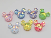 25 mixed color flatback resin glitter crystal mouse face cabachons 20x18mm