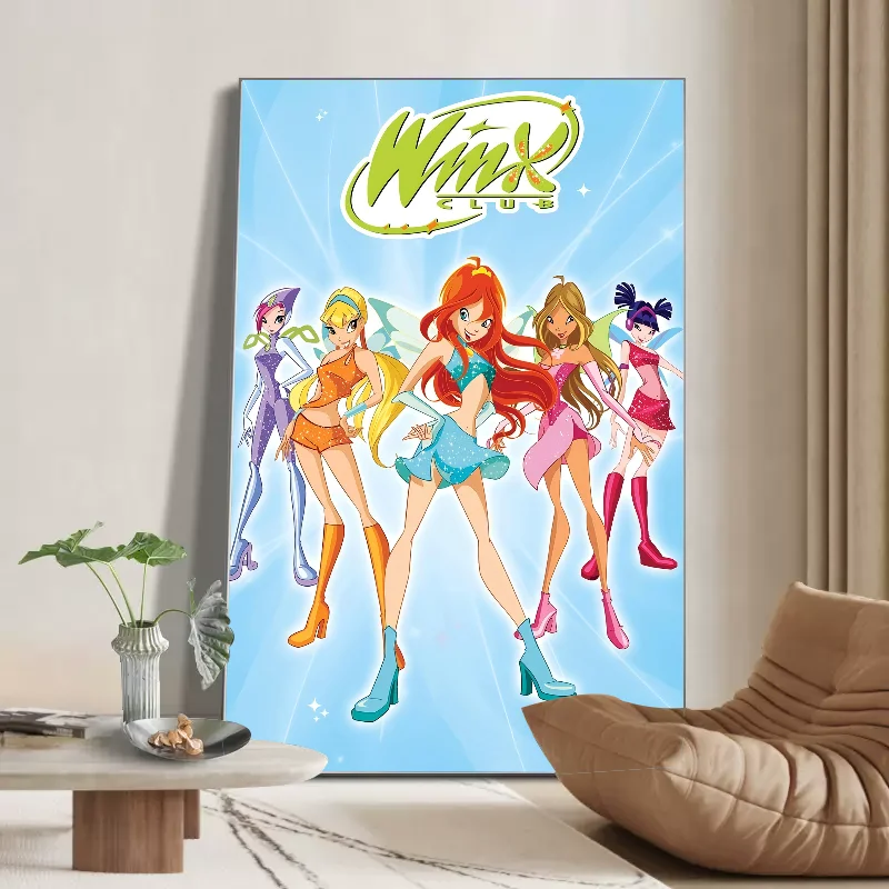 Girl-W-Winx Anime Posters Sticky Decoracion Painting Wall Art White Kraft Paper Decor
