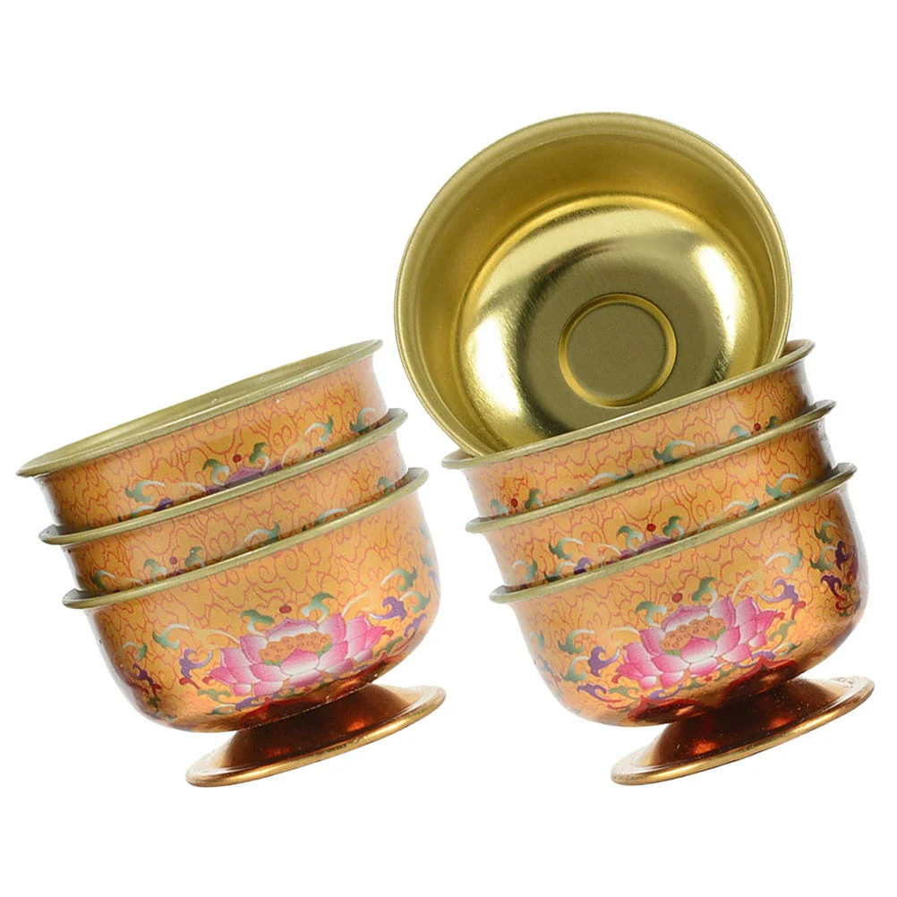

7 Pcs Water Bowl Supply Cup Supplies Temple Alloy Miniture Decoration Tablescape
