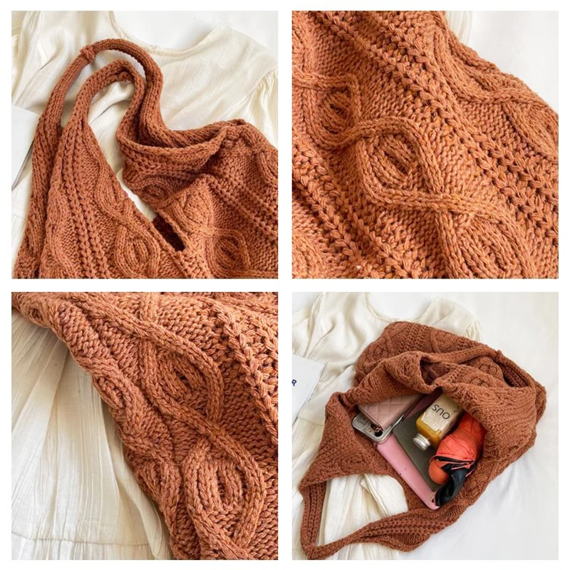 Новая винтажная шерстяная вязаная сумка тканая вручную на плечо для женщин