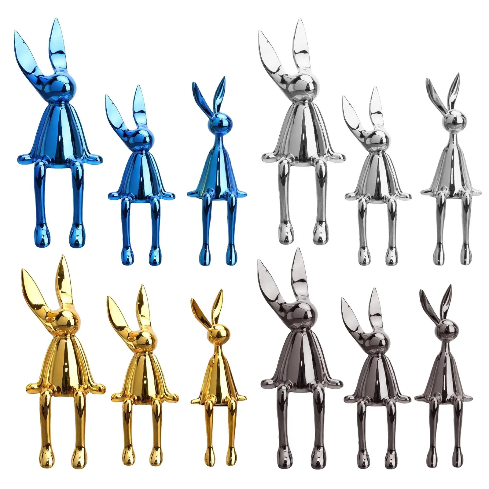 

Modern Sitting Rabbit Ornament Bunny Figurine Resin Collectible Decorative Sculpture for Bedroom TV Cabinet Home Desktop Garden