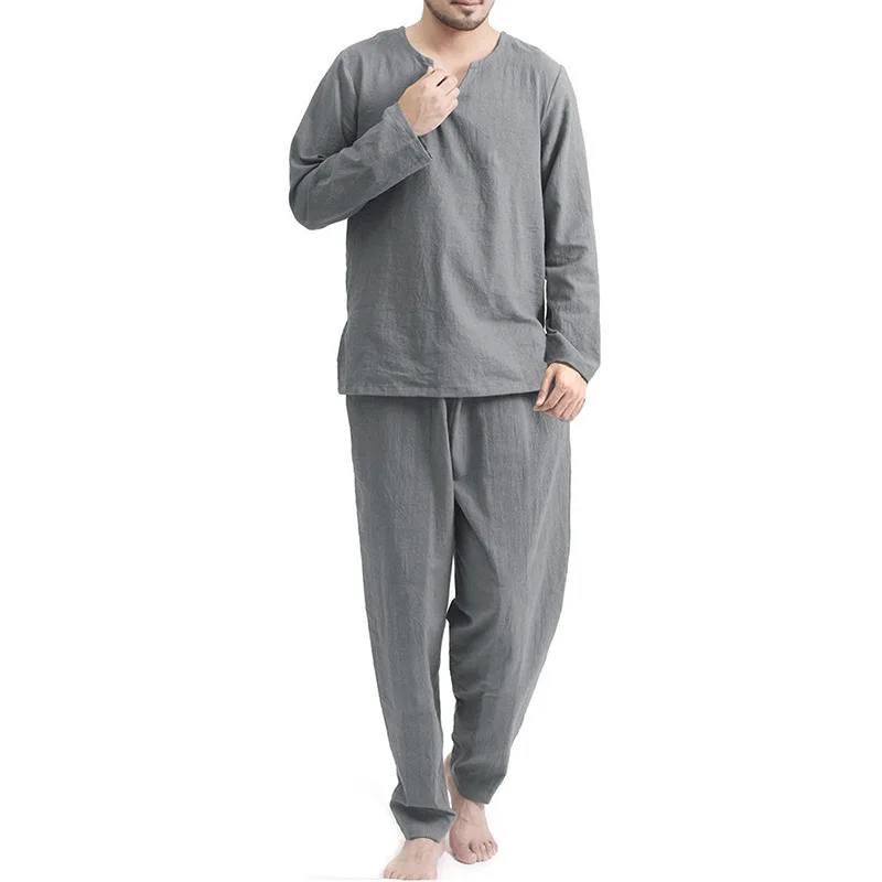 Mens Clothing Sets 2022 European American Autumn New Casual Pajamas Two-piece Thin Section Breathable Loose Home Service Suit