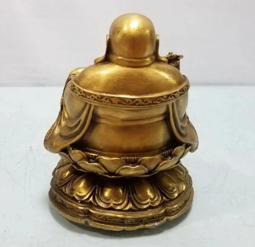 Китайская латунная статуя сидения лотоса Майтрея Будды