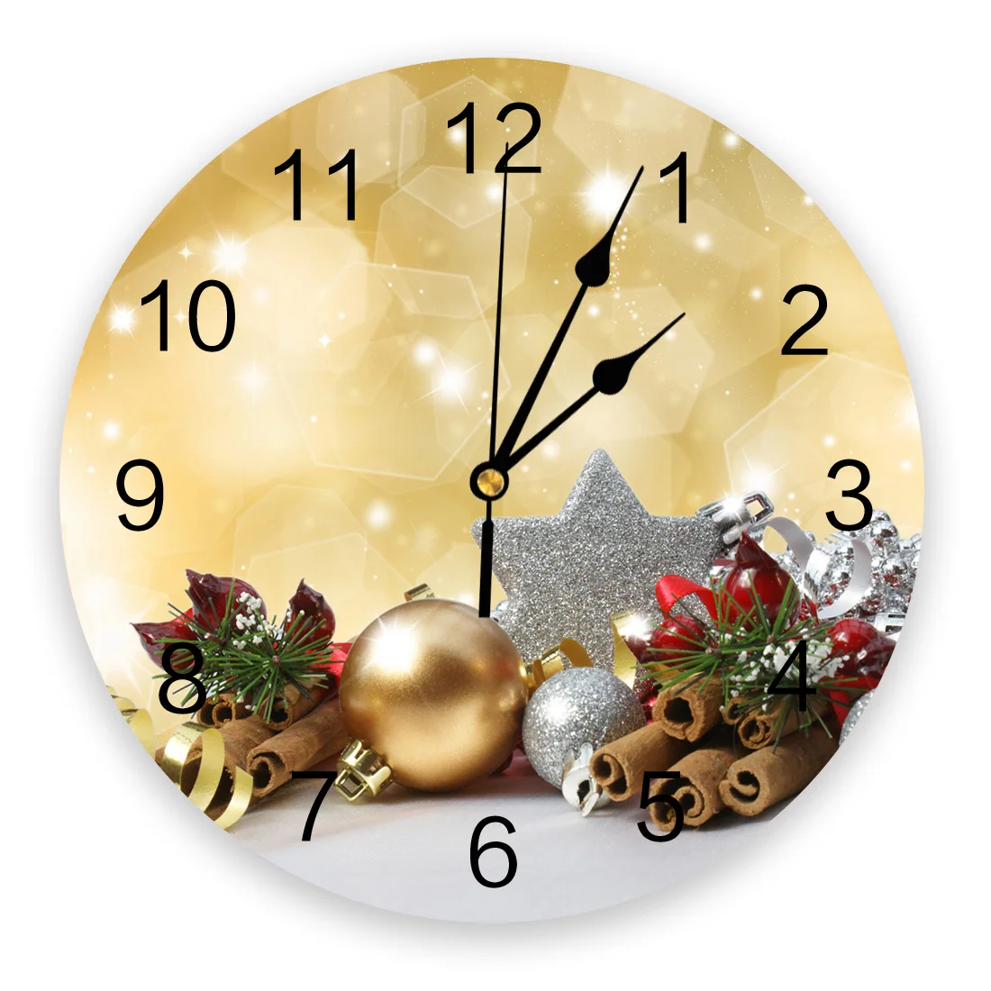 

Рождественская звезда, праздничное украшение, настенные часы с шариками, современный дизайн, украшение для гостиной, часы, бесшумные настен...
