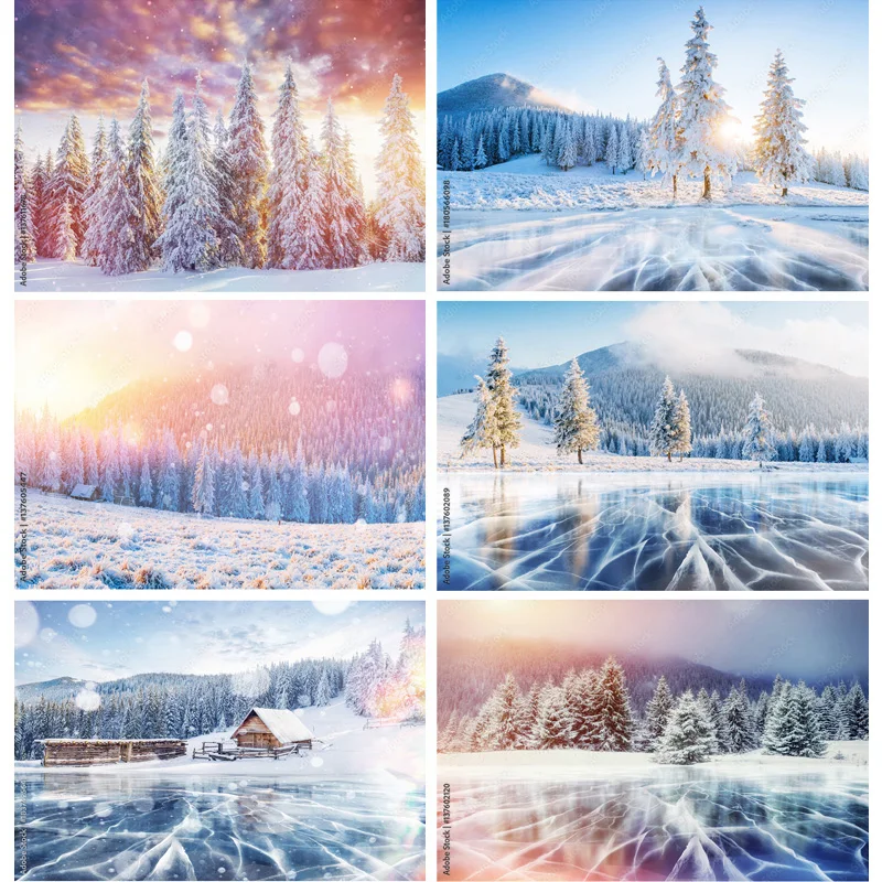 

Фон для фотосъемки с изображением зимнего природного пейзажа леса снежинки пейзажа путешествия реквизит для фотостудии 22108 DJXJ-02