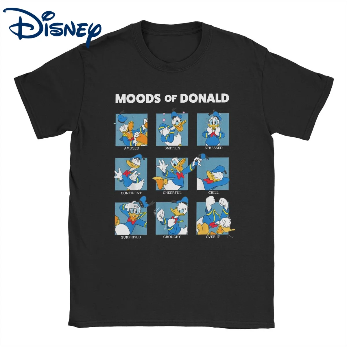 

Vintage Mouse And Friends Moods Of Duck T-Shirt Men Women Pure Cotton T Shirts Disney Short Sleeve Tee Shirt Printed Clothes