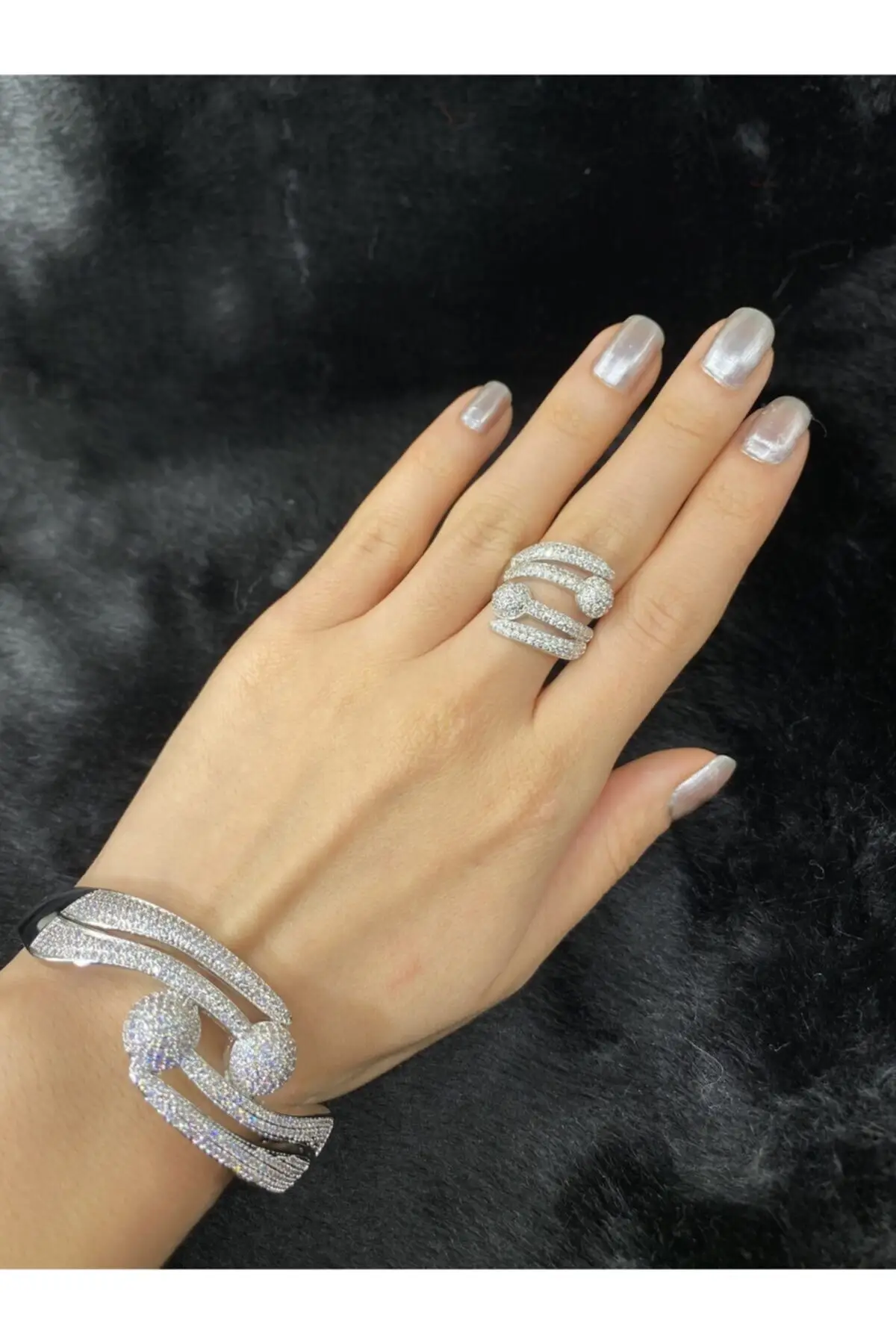 

Женская бижутерия с белым цирконом, двойное покрытие серебром