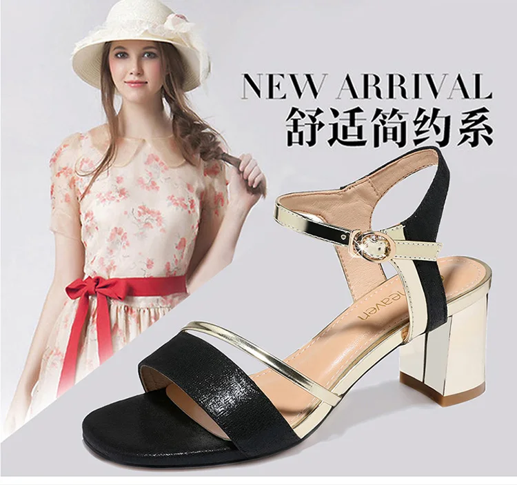 

Guciheaven Women Sandals Fashion Women Shoes Square Heel Peep Toe Women Sandals