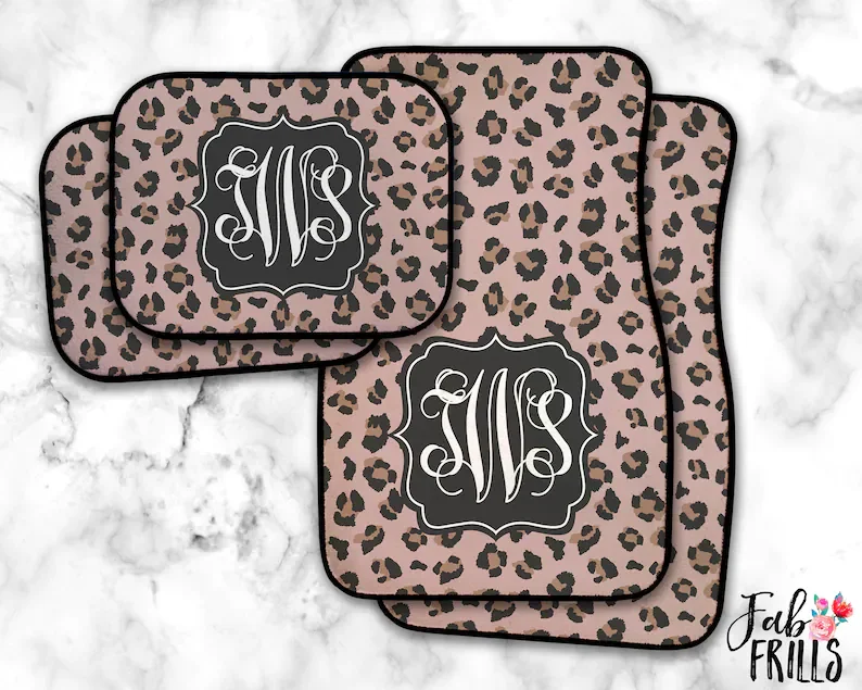 

Monogrammed Leopard Car Mats Cheetah Floor Mats Animal Print Car Accessories Personalized Car Mats For Women Wild About