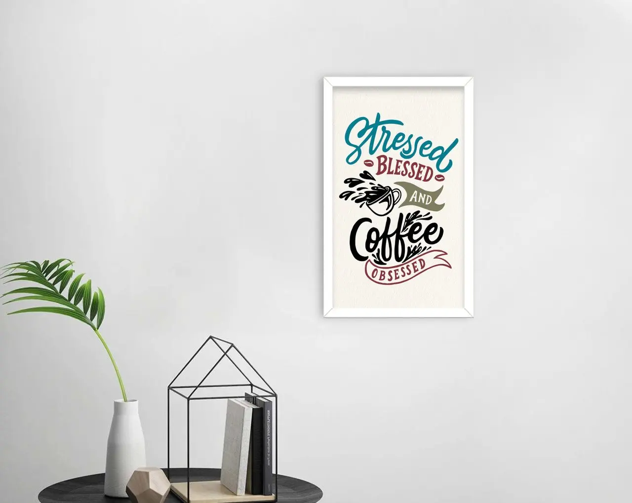 

BK Home Coffee Design Decorative Wood White Framed Tablo-3