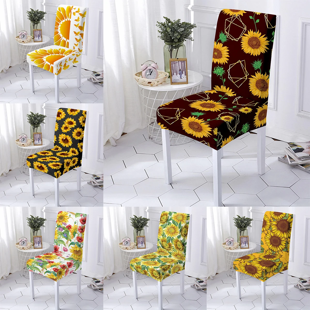 

New Floral Print Stretch Chair Cover High Back Dustproof Home Dining Room Decor chairs living room lounge chair office chair