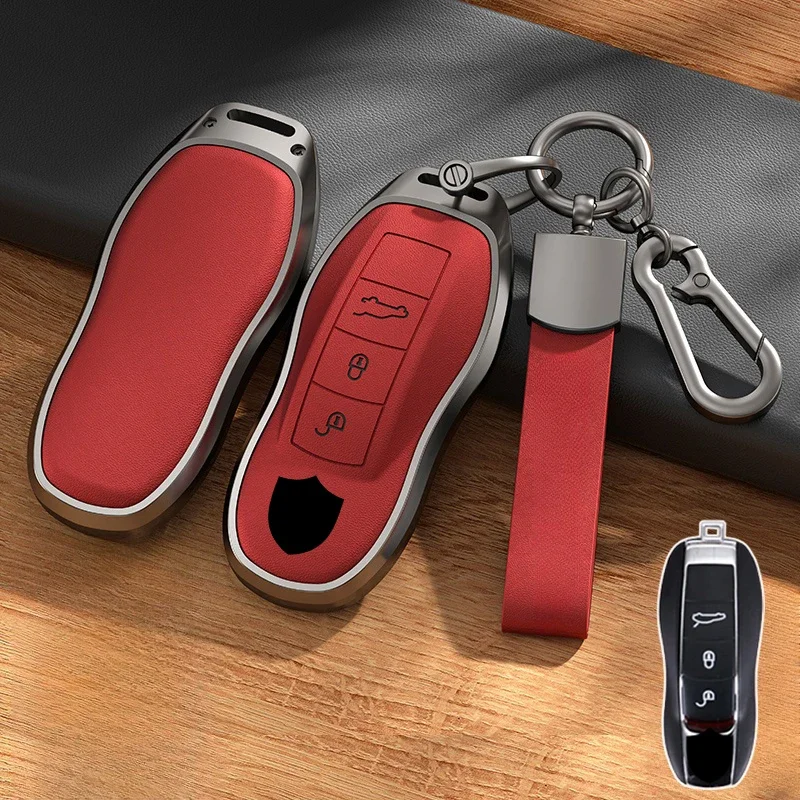 Кожаный Автомобильный смарт-брелок из алюминиевого сплава чехол для Porsche Cayenne