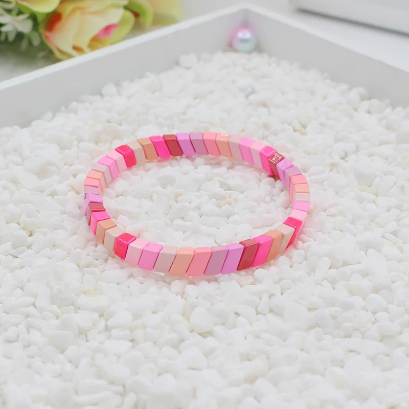 

2022New Fashion Boho Enamel Colour Unisex Stretch Bracelets Colorful Bangles for Charm Women Bracelet Femme Cuff Gift DIY