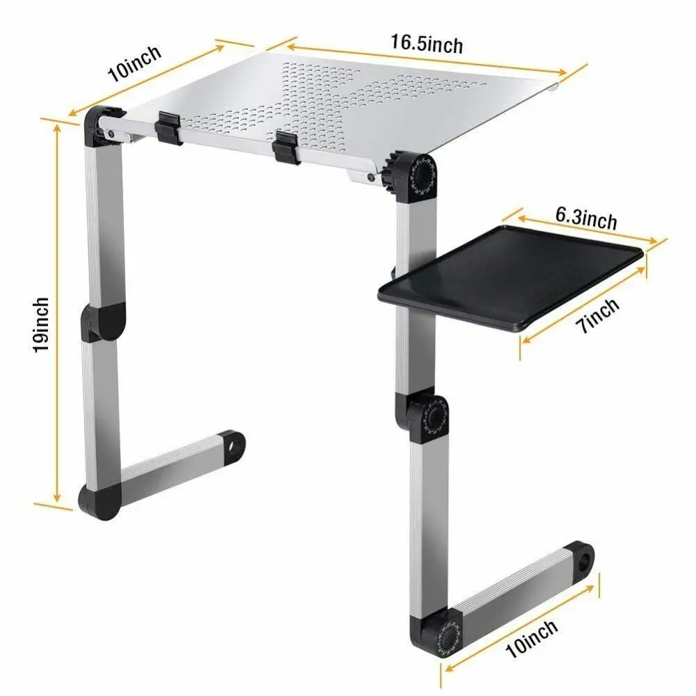 Ergonomic Laptop Desk Portable Adjustable Stand Up Aluminum Vented Bed Lapy |