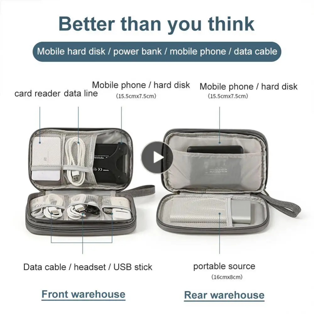 

Double Layer Data Cable Storage Bags Digital Gadget Carry Case Waterproof Bag Large Space Earphone Organizer Portable
