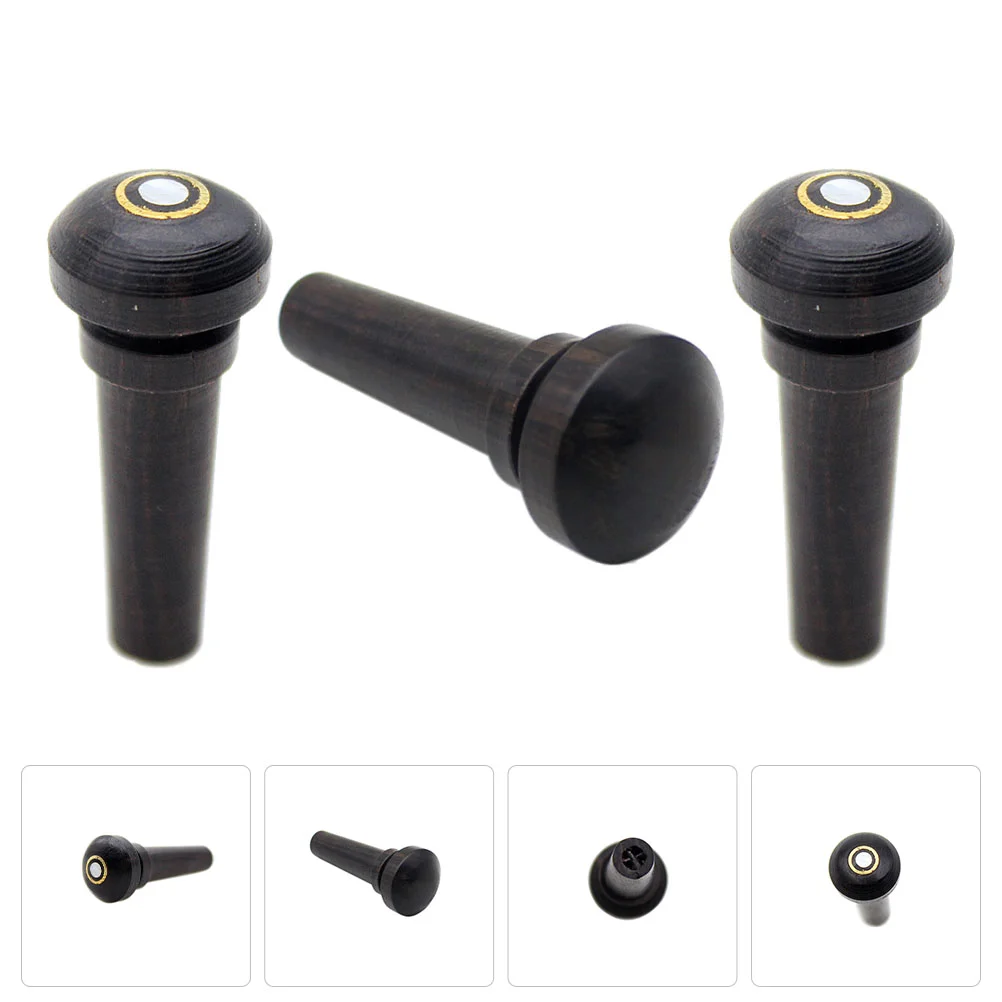 

3 Pcs Violin End Nail Decked Accessories Wooden Violin Tuners Guitar Violin Endpin Ebony Fine Tune Peg Violin