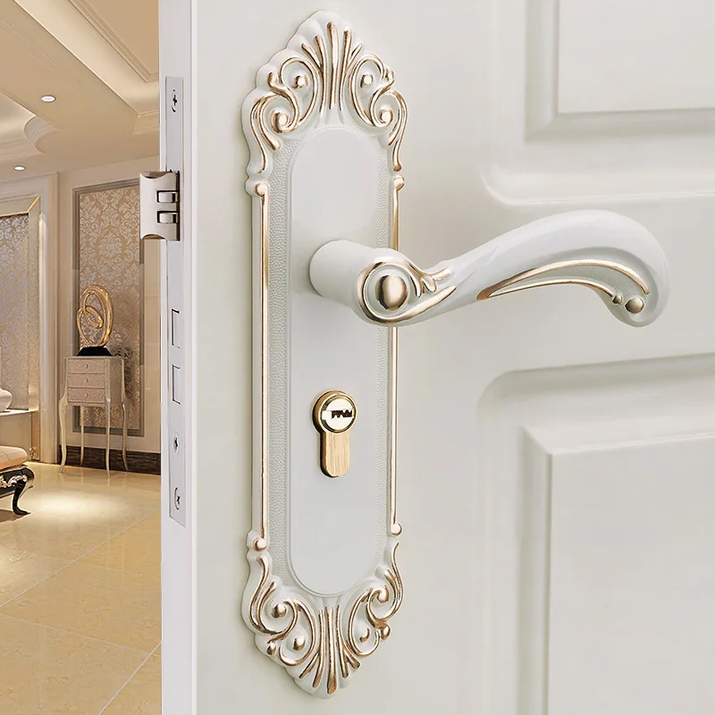 

European style door lock indoor bedroom wooden door lock home mechanical door ivory room mute room door lock