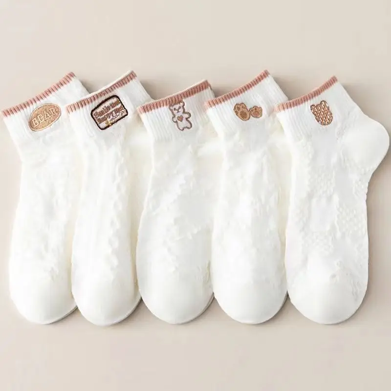 Женские короткие носки с принтом медведя 5/10 пар