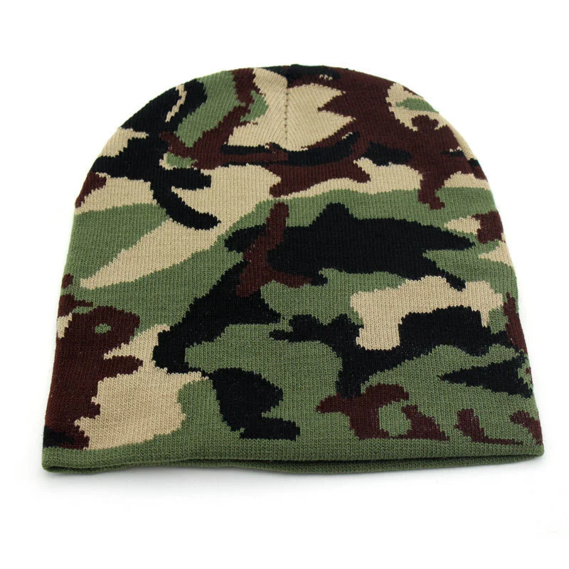 

New Camouflage Embroidered Beanie Hats Cotton Warm Skullies Beanies Caps Man Women Autumn Winter Wool Caps Knitted Bonnet Hats