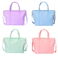 solid color trend ladies waterproof and comfortable portable shoulder tote bag handbag large capacity shopping travel beach bag