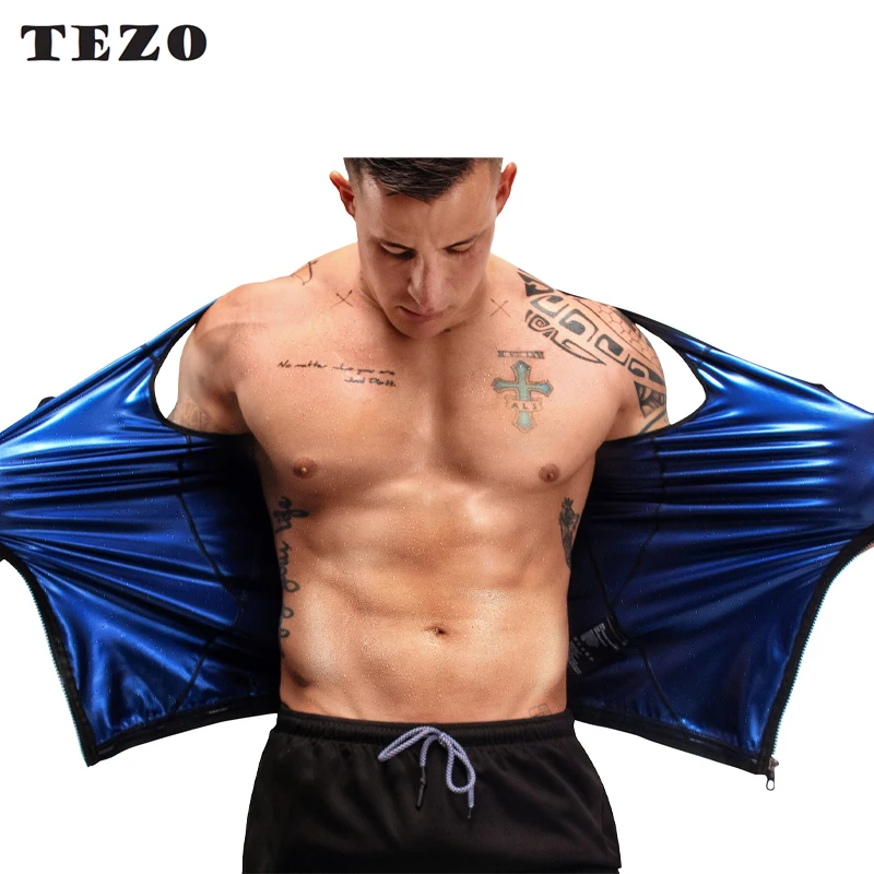 

TEZO 2022 Summer Men Zipper Waist Trainer Vest Tank Top Workout Shirt GYM Training Workout Vest