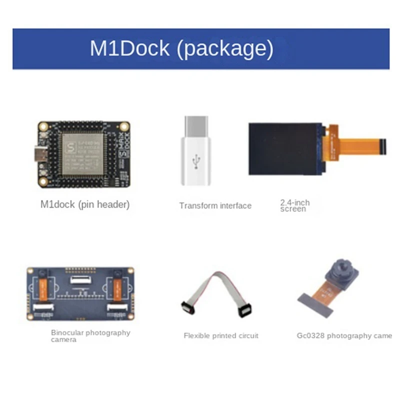 1 Set For Maix Dock K210 AI+Iot Development Board+Adapter+2.4 Inch Screen+Binocular Camera+Gc0328 Camera+Cable Spare Parts