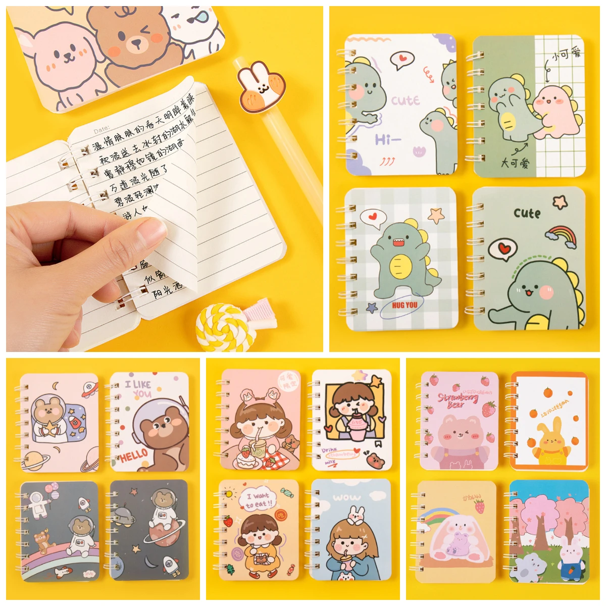 

Mini Loose-leaf Hand Book Notebook Cartoon Portable Pocket Coil Notebook 80 Sheets A7 Plan Notebooks Student Notepad Stationery