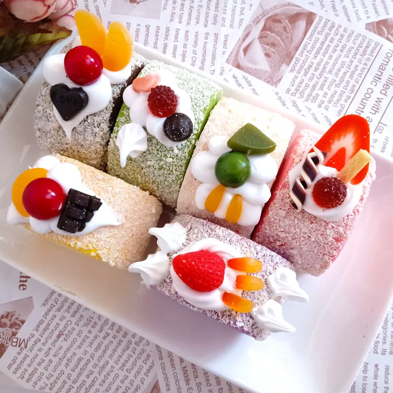 Модельное тесто для имитации тортов, фруктов и хлеба, швейцарский рулет, декорации для фотографии еды и осеннего оформления в витринах магазинов и домашних холодильниках.