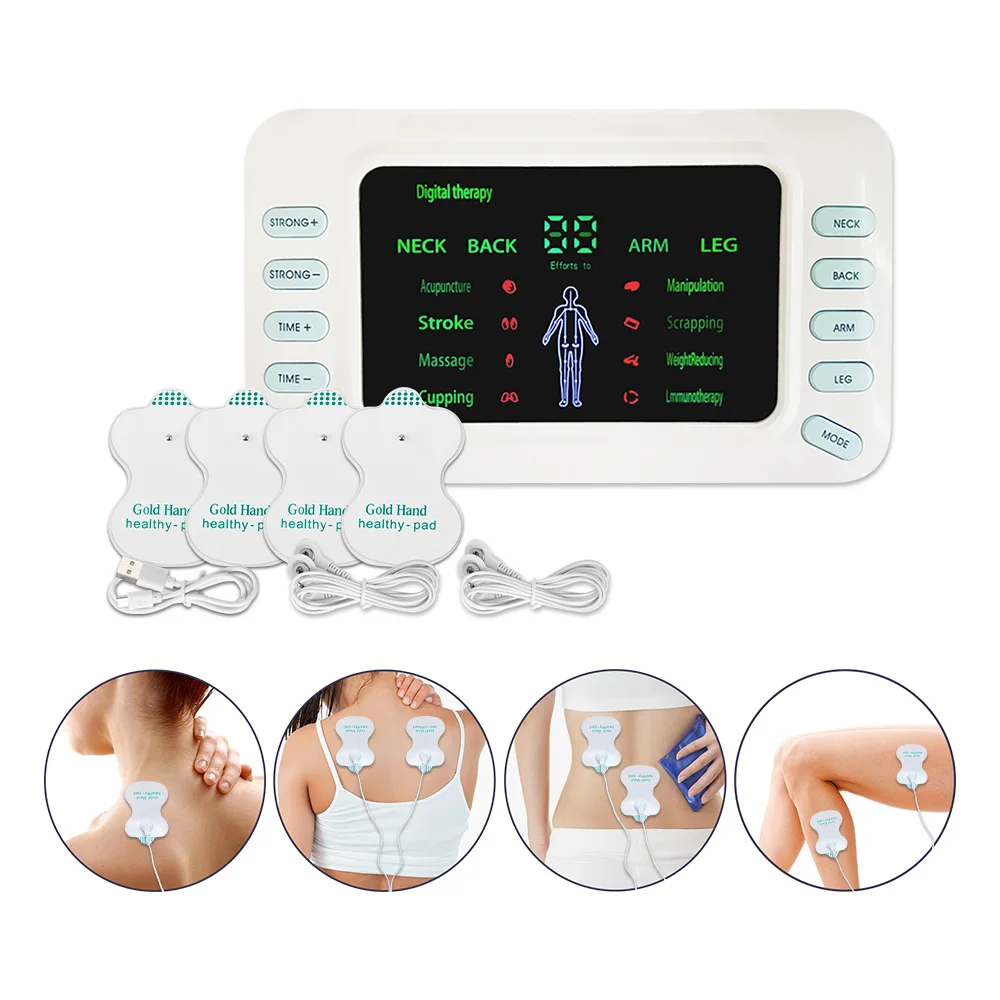 

Dual Output Electrical Muscle Stimulator Therapy Massager Pulse Tens EMS Acupuncture Full Body Massage Relax Care Physiotherapy