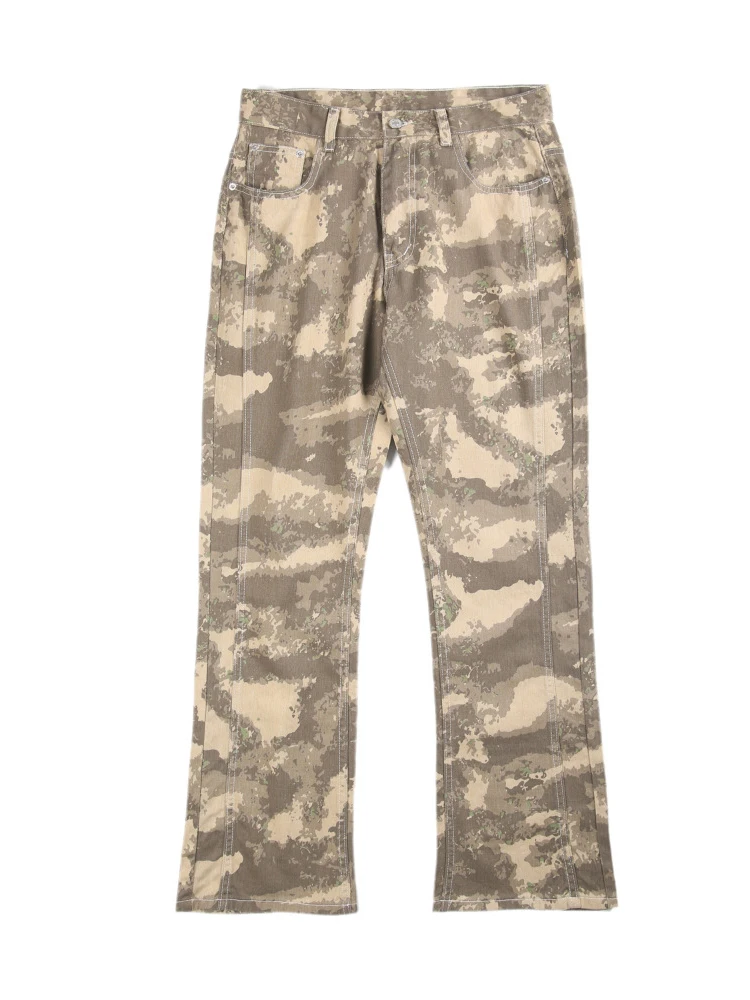 Printing Side Bag Loaded Cargo Camouflage Zipper Jeans Y2k Street Clothing Straight Men's Clothes Y2k Men’s Jeans Denim