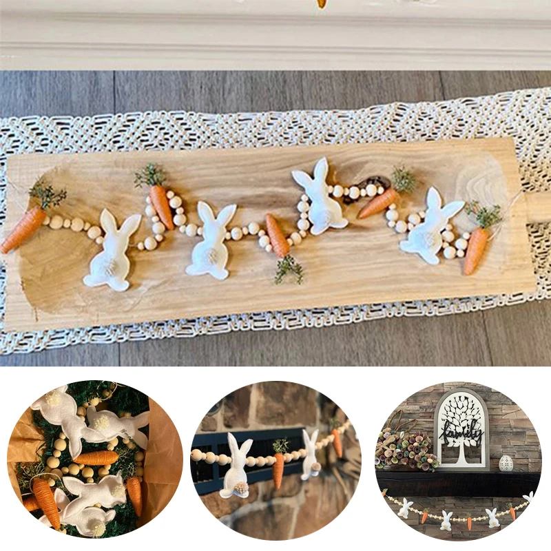 

1x Easter Bunny Carrot Wreath Family Holiday Party Fireplace Wall Hanging Decoration Kids Room Decoration Ornament Gift