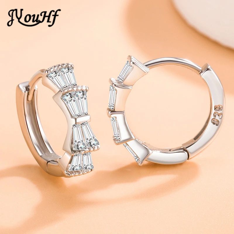 

Exquisite 925 Sterling Silver Round Earring Fashion Simple Silver Gold Crystal Zircon Earrings for Women Jewelry 2021 Trend