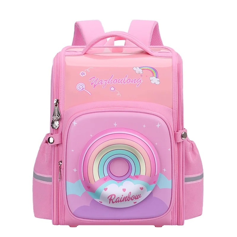 Children Cute Rainbow Donut 3D Backpacks New Girls Sweet Students Grade 3-6 Cartoon Large Capacity Schoolbags Breathable Fashion
