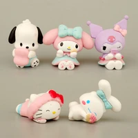 set of 5 cartoon anime hello kitty cinnamoroll pom pom purin kuromi melody handmade toy baking cake ornaments gift doll