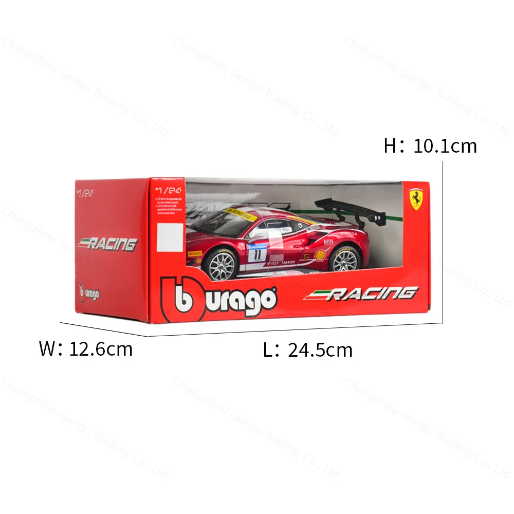 Фото Bburago 1:24 Ferrari 2017 488 CHALLENGE FORMULA RACING, коллекционная модель гоночного автомобиля из сплава, роскошная литая машинка, игрушка, подарок №4