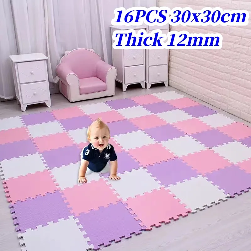 Baby Game Mat Puzzle Mat 16PCS Play Mats 30x30cm Game Mats Thick 12mm Foot Mat for Baby Play Mat Puzzle Mat Floor Mat Kid Carpet