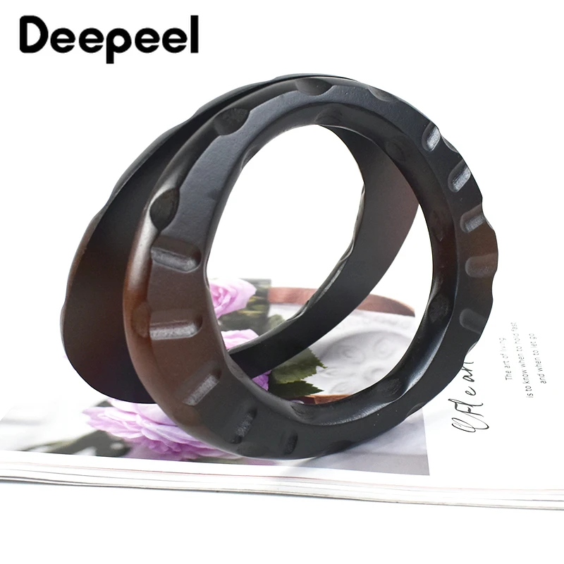 2Pcs 11.5*12cm Solid Wood Handle Handmade Kiss Clasp Ring Shaped Purse Frame DIY Wooden Bag Handles Sewing Brackets Accessories