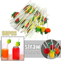 50ps disposable tableware fruit plastic straws fiesta cocktail birthday party decorations deco kids first supplies party ad k3e5