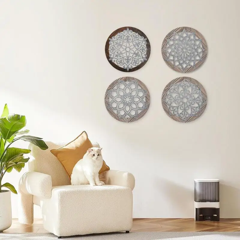 

Круглая деревянная настенная резная стена 11,8 дюйма для фермерского дома, художественный декор для фермерского дома, подвесное украшение дл...