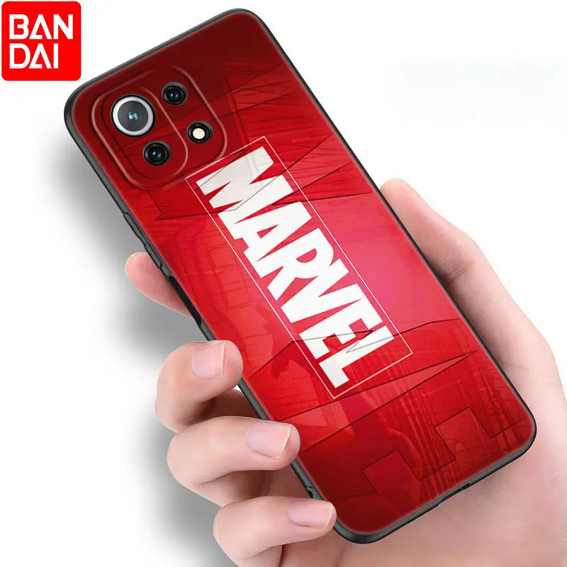 marvel comics luxury logo phone case for xiaomi mi 11 lite ne 11i 11t a3 a2 a1 10t poco x3 nfc gt f3 m3 m4 x4 pro 5g black cover free global shipping