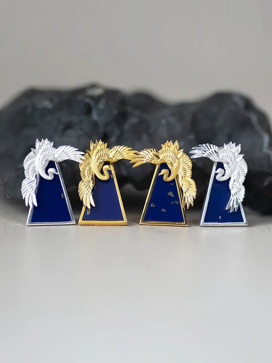 Элегантные темпераментные серьги с лазуритом и красной короной для женщин