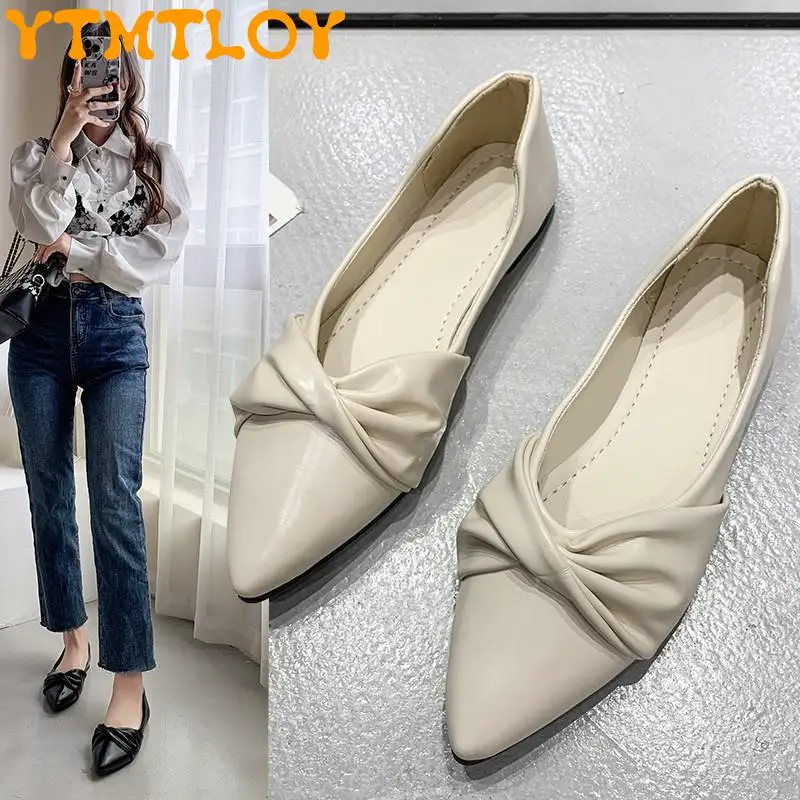 

Pointed Toe Single Shoes Women's 2022 New Net Red Flat Bottom Evening Shoes Fashion All-match Non-slip One Pedal Peas Women's Sh
