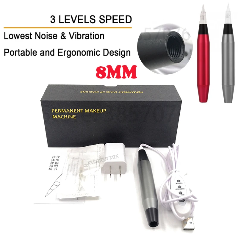 

Машинка для микроблейдинга, тату-машинка для перманентного макияжа бровей, губ, тату-пистолет для красоты, ручка для вышивки контура с иглой 8 мм для картриджа