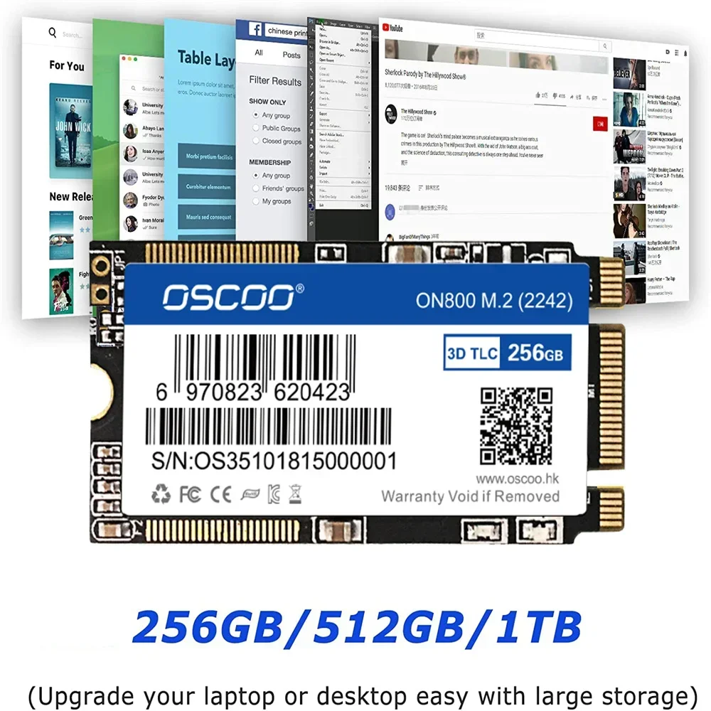 Твердотельный накопитель OSCOO M2 SSD 2242 128 ГБ 256 512 Гб HDD NGFF M.2 SATA