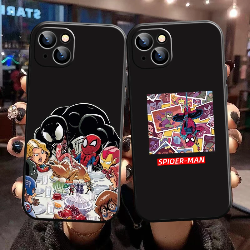 

Funny Spiderman Venom Comics For iPhone 14 13 12 11 Pro Mini X XR XS Max SE 7 8 Plus Phone Case Cases TPU Full Protection Cover