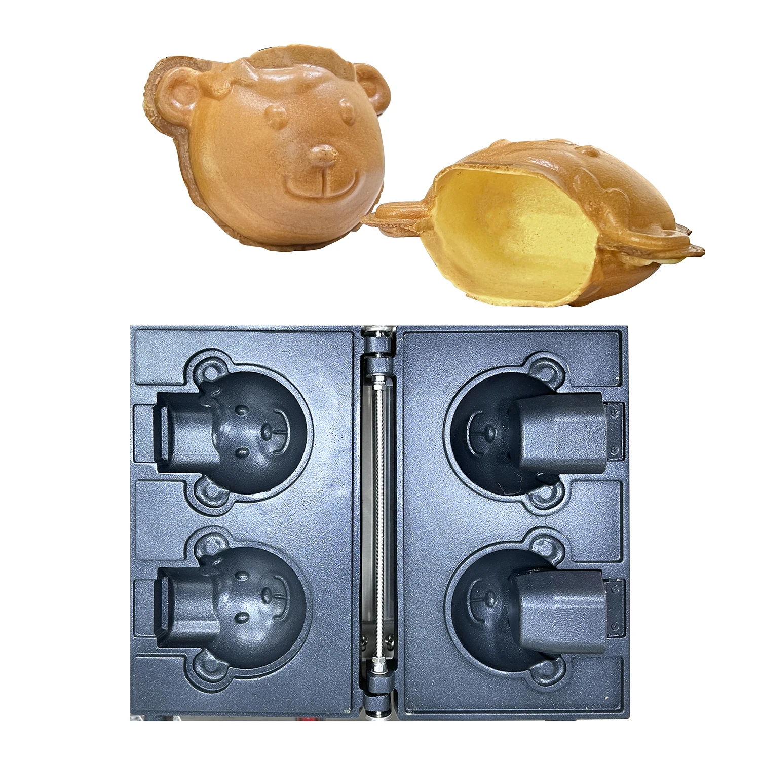 

Open Mouth Taiyaki Maker Korean 2 Bear Cake Baker Taiyaki Waffle Making Machine