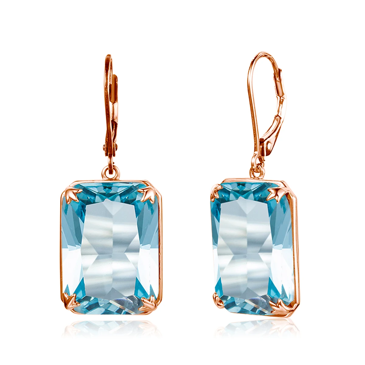 

Szjinao 13*18mm Rectangle Stone Massive Aquamarine Earrings For Women Rose Gold Plated 100% Silver 925 2023 Trending Jewelry Hot