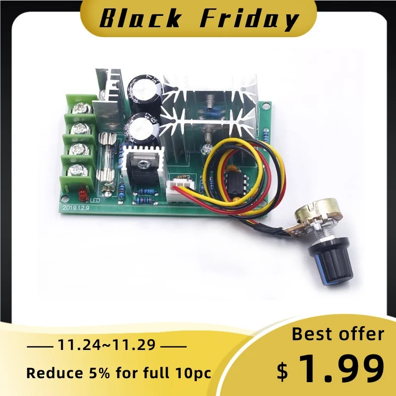 

DC 10-60V Motor Speed Control Regulator PWM Motor Speed Controller Switch 20A Current Regulator High Power Drive Module