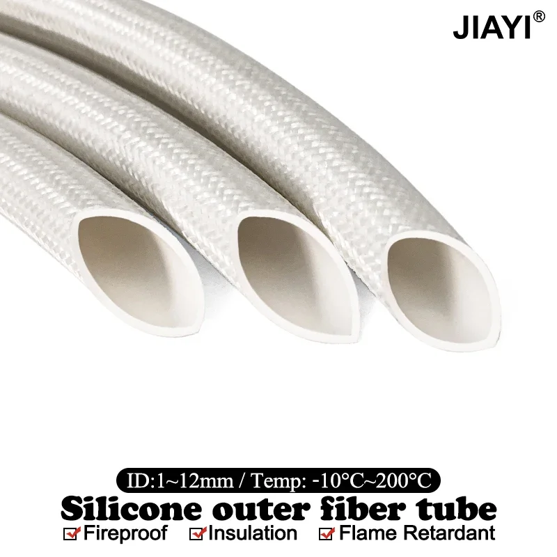 Плетеная из стекловолокна оболочка 200 градусов C трубка 5 м высокотемпературная