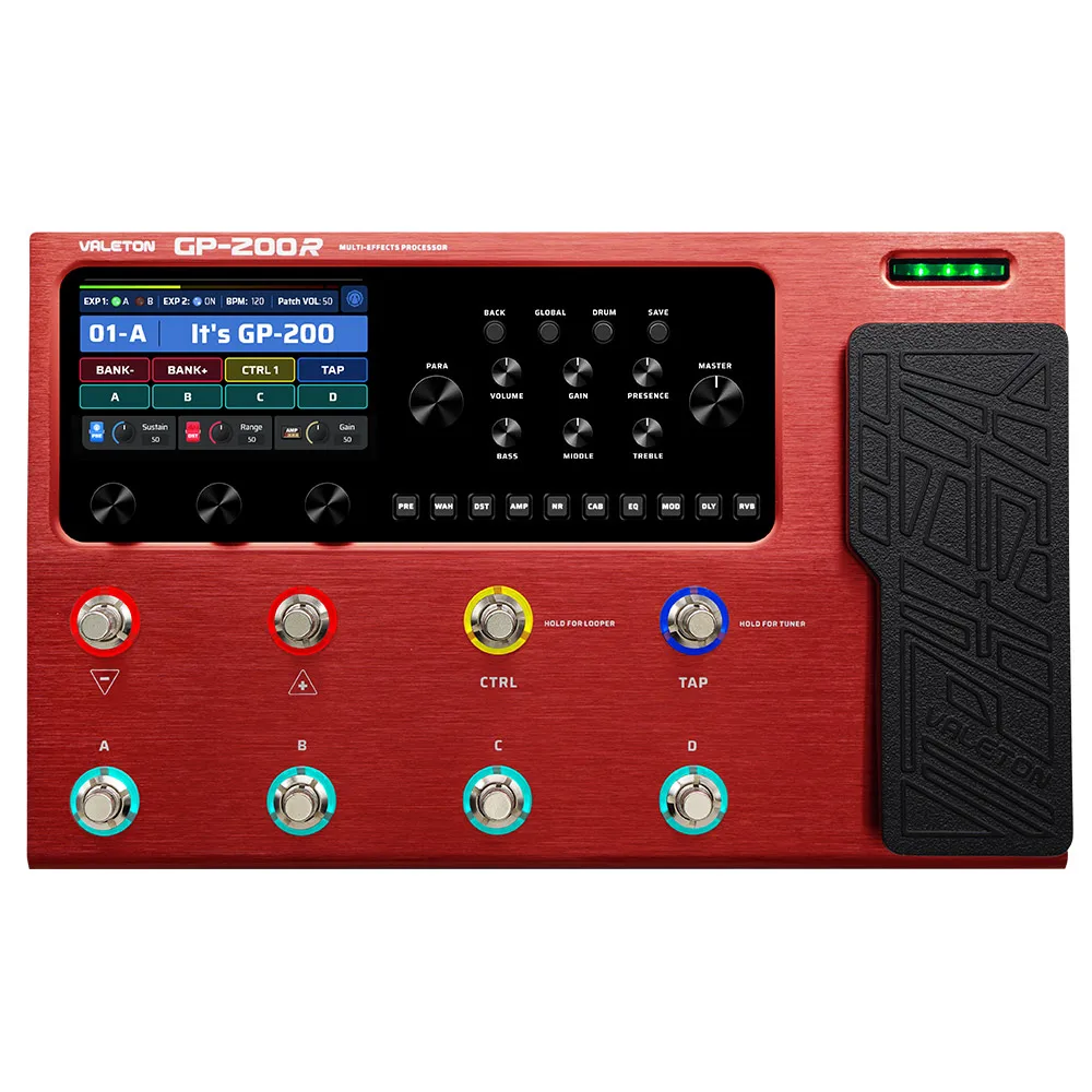 

GP-200 Guitar Bass Amp Modeling IR Cabinets Simulation Multi-Effects with FX Loop MIDI I/O Expression Pedal Stereo OTG
